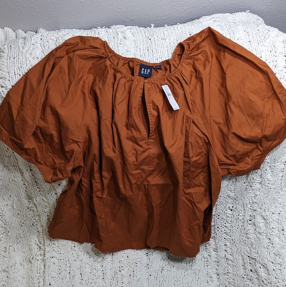 NWT GAP XL Flutter Sleeve Blouse, Rust